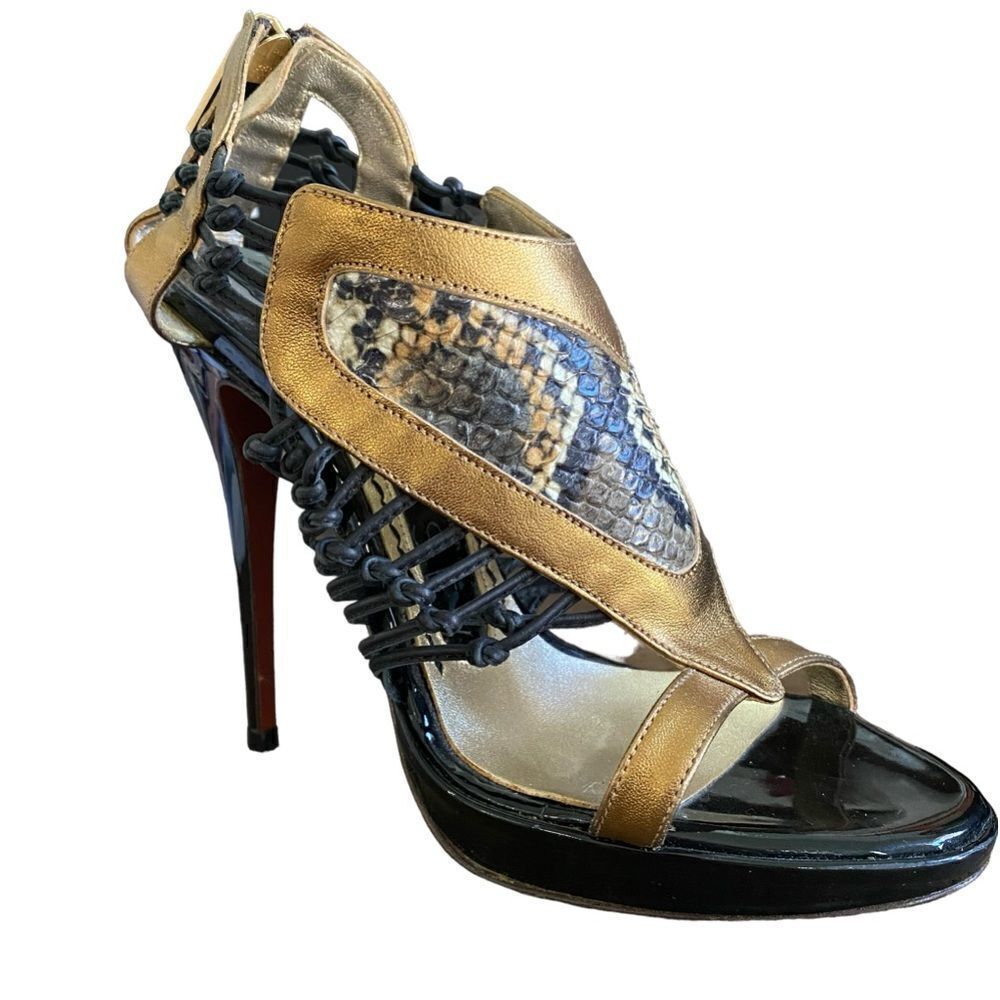 Women's Jonathan Kelsey Metallic Snakeskin Platform Stiletto Heels Size 6